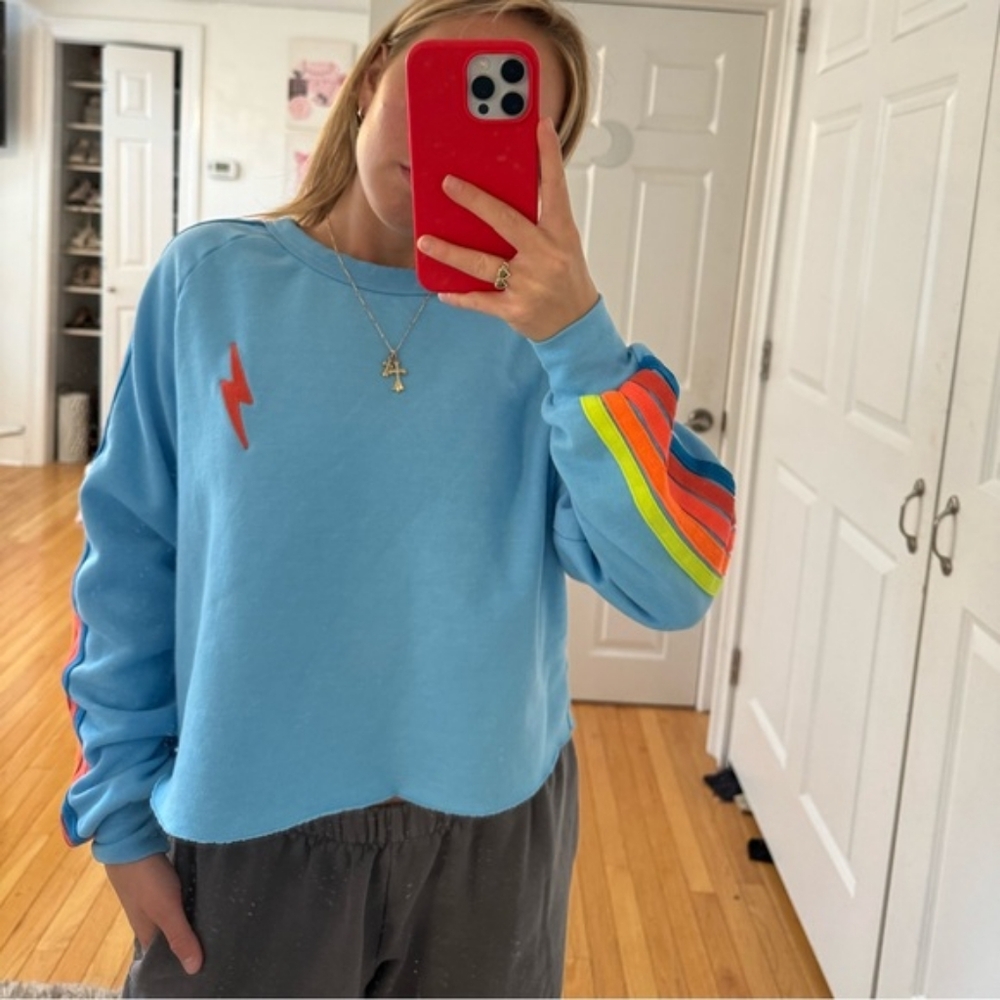 Aviator Nation- cropped longsleeve crew neck